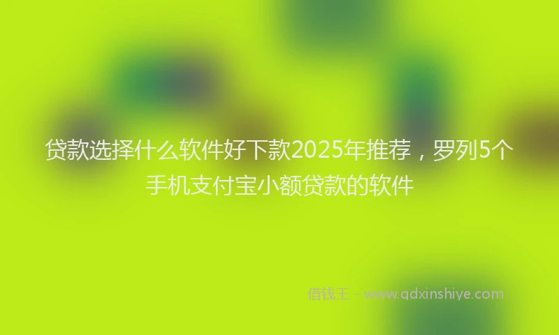 贷款选择什么软件好下款2025年推荐，罗列5个手机支付宝小额贷款的软件
