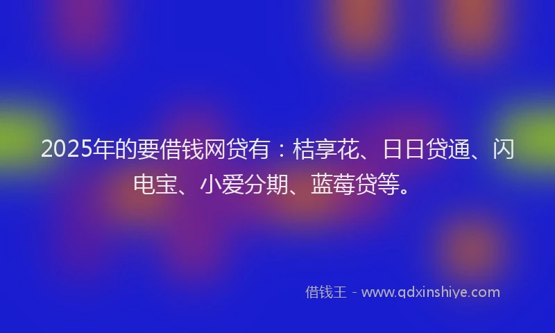 2025年的要借钱网贷有:桔享花、日日贷通、闪电宝、小爱分期、蓝莓贷等。