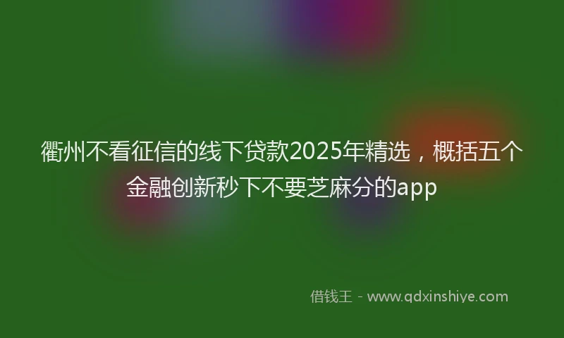 衢州不看征信的线下贷款2025年精选，概括五个金融创新秒下不要芝麻分的app
