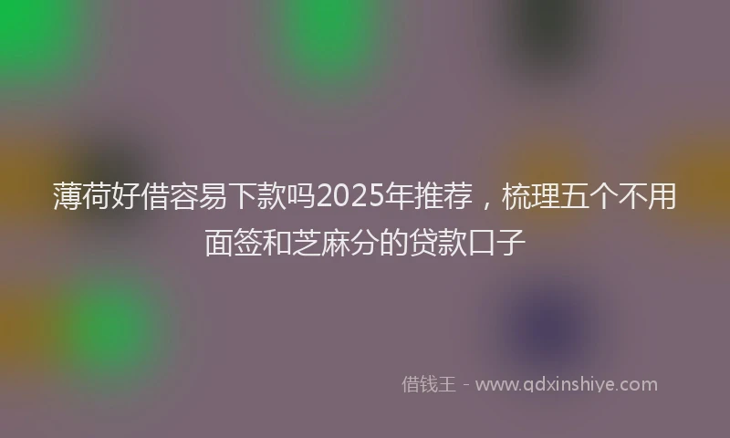 薄荷好借容易下款吗2025年推荐，梳理五个不用面签和芝麻分的贷款口子