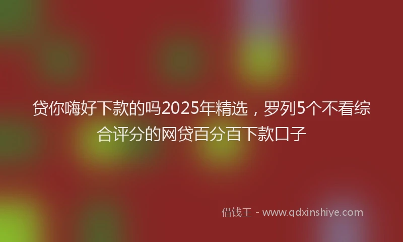 贷你嗨好下款的吗2025年精选，罗列5个不看综合评分的网贷百分百下款口子