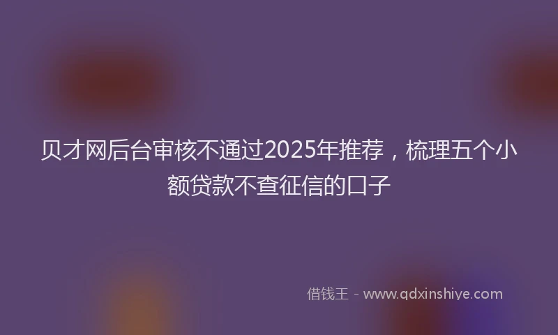 贝才网后台审核不通过2025年推荐，梳理五个小额贷款不查征信的口子