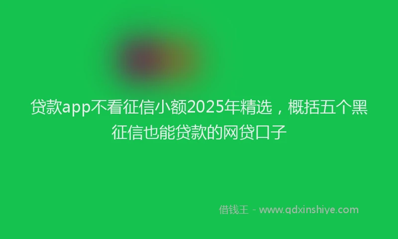 贷款app不看征信小额2025年精选，概括五个黑征信也能贷款的网贷口子