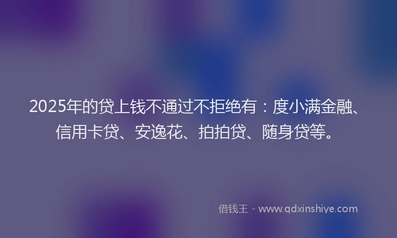 2025年的贷上钱不通过不拒绝有：度小满金融、信用卡贷、安逸花、拍拍贷、随身贷等。