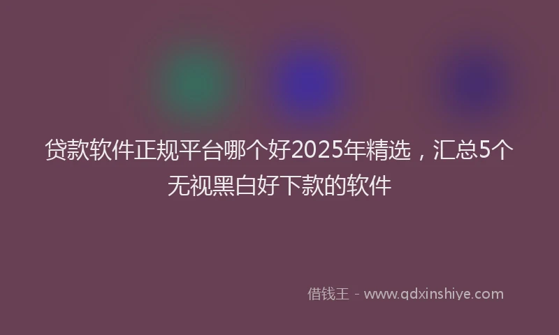 贷款软件正规平台哪个好2025年精选，汇总5个无视黑白好下款的软件