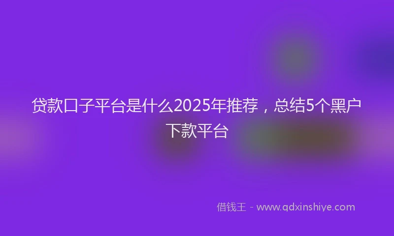 贷款口子平台是什么2025年推荐，总结5个黑户下款平台