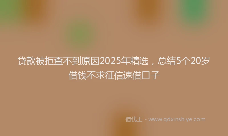 贷款被拒查不到原因2025年精选，总结5个20岁借钱不求征信速借口子