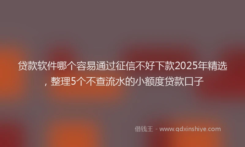 贷款软件哪个容易通过征信不好下款2025年精选，整理5个不查流水的小额度贷款口子