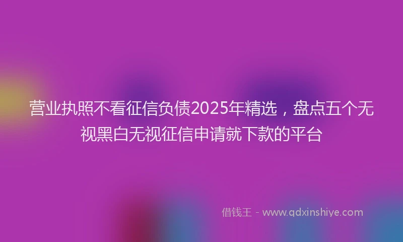 营业执照不看征信负债2025年精选，盘点五个无视黑白无视征信申请就下款的平台