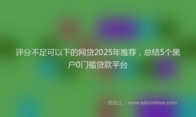 评分不足可以下的网贷2025年推荐，总结5个黑户0门槛贷款平台