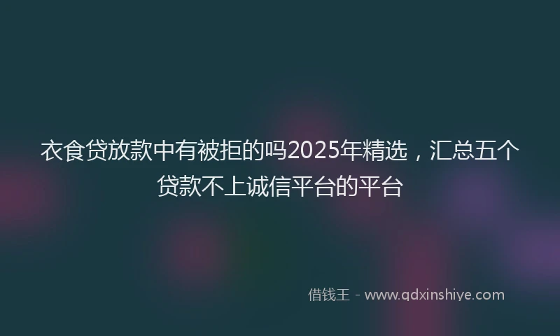 衣食贷放款中有被拒的吗2025年精选，汇总五个贷款不上诚信平台的平台