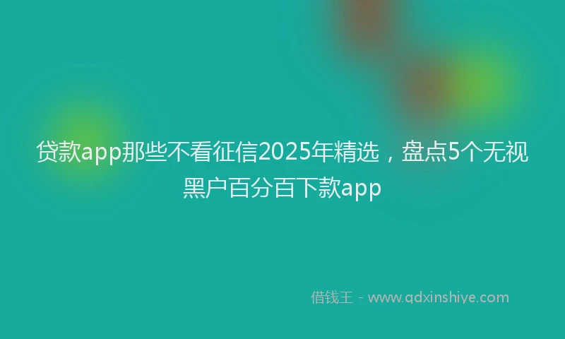贷款app那些不看征信2025年精选，盘点5个无视黑户百分百下款app