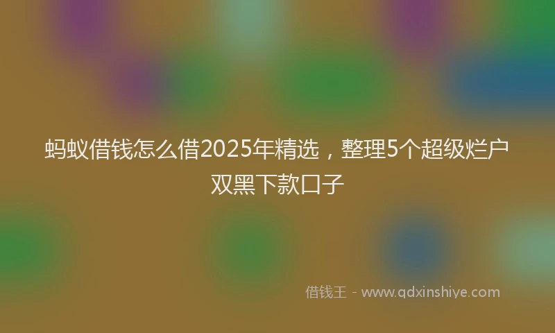 蚂蚁借钱怎么借2025年精选，整理5个超级烂户双黑下款口子