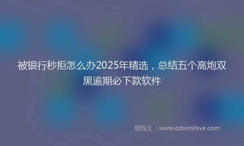 被银行秒拒怎么办2025年精选，总结五个高炮双黑逾期必下款软件