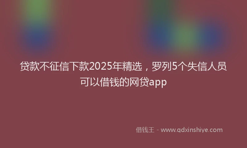 贷款不征信下款2025年精选，罗列5个失信人员可以借钱的网贷app