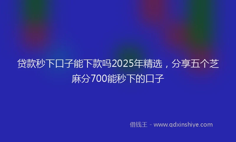 贷款秒下口子能下款吗2025年精选，分享五个芝麻分700能秒下的口子