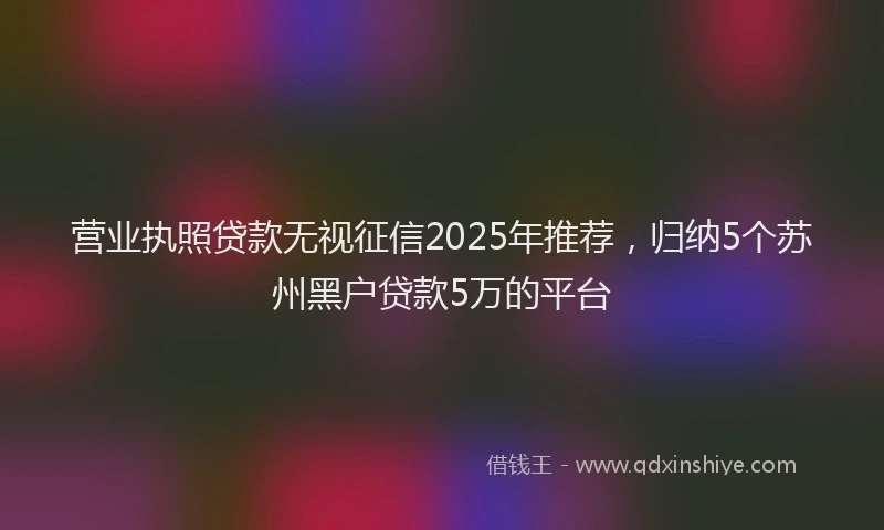 营业执照贷款无视征信2025年推荐，归纳5个苏州黑户贷款5万的平台