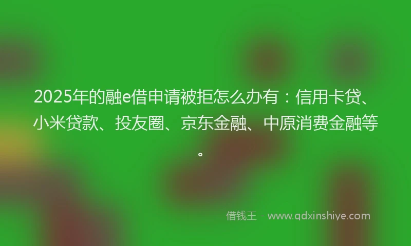 2025年的融e借申请被拒怎么办有：信用卡贷、小米贷款、投友圈、京东金融、中原消费金融等。