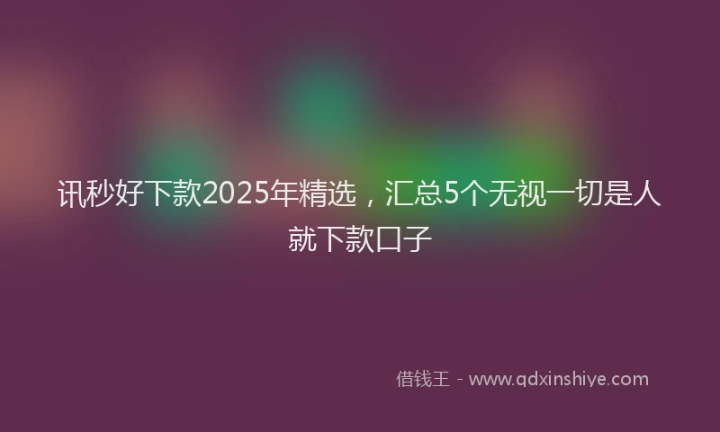 讯秒好下款2025年精选，汇总5个无视一切是人就下款口子