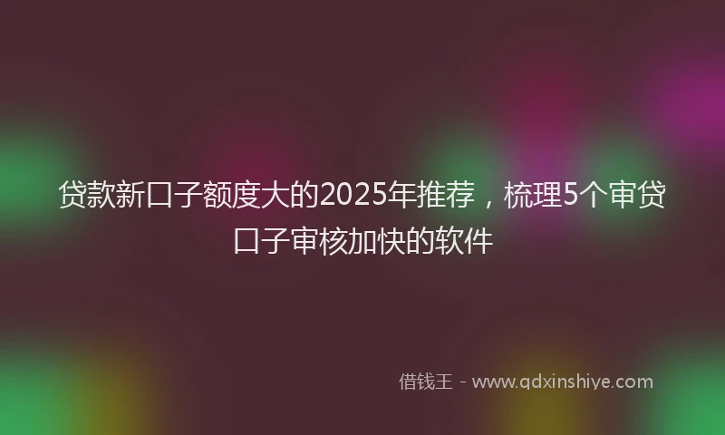 贷款新口子额度大的2025年推荐，梳理5个审贷口子审核加快的软件