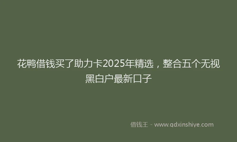 花鸭借钱买了助力卡2025年精选，整合五个无视黑白户最新口子