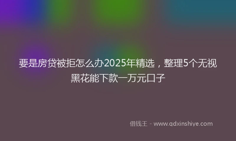 要是房贷被拒怎么办2025年精选，整理5个无视黑花能下款一万元口子