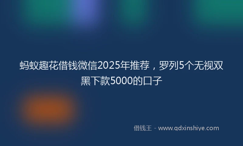 蚂蚁趣花借钱微信2025年推荐，罗列5个无视双黑下款5000的口子