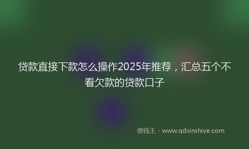 贷款直接下款怎么操作2025年推荐，汇总五个不看欠款的贷款口子