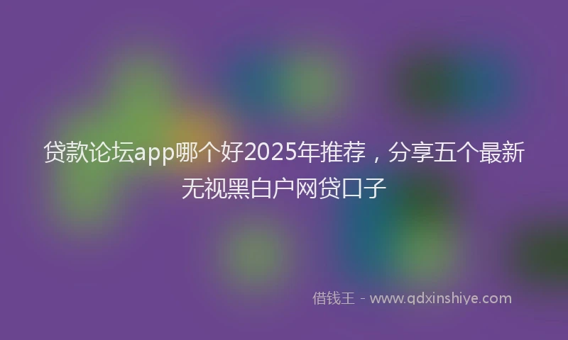 贷款论坛app哪个好2025年推荐，分享五个最新无视黑白户网贷口子