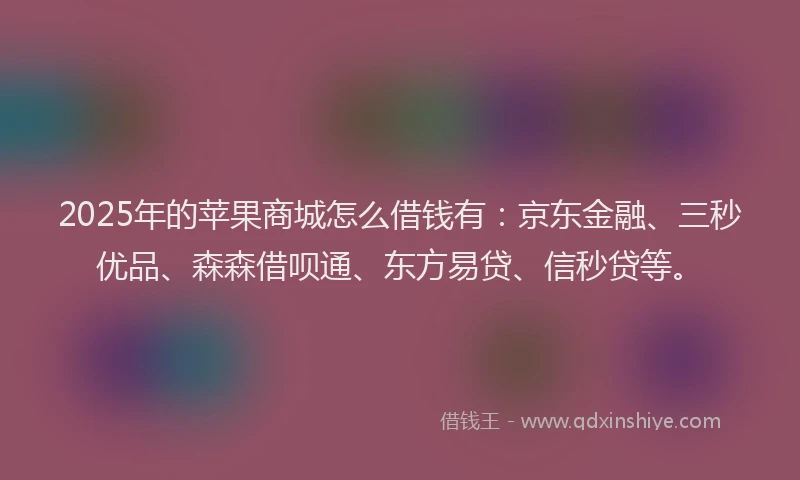 2025年的苹果商城怎么借钱有：京东金融、三秒优品、森森借呗通、东方易贷、信秒贷等。