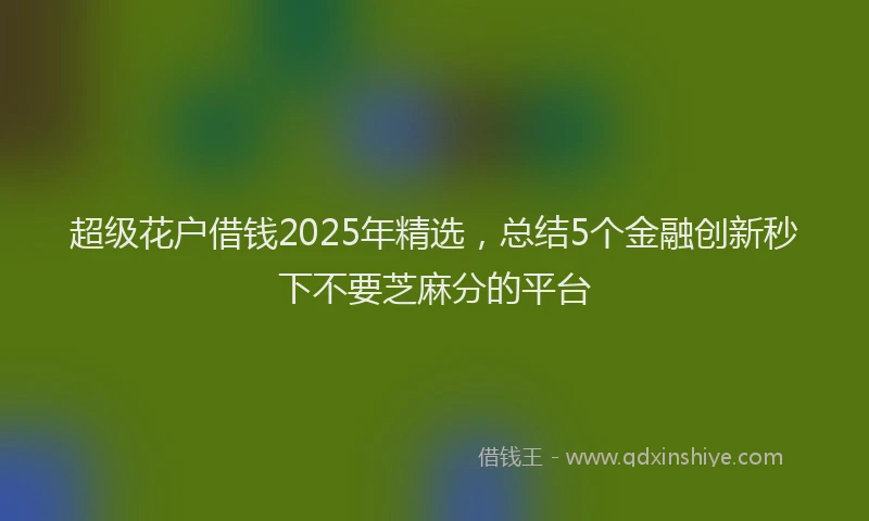 超级花户借钱2025年精选，总结5个金融创新秒下不要芝麻分的平台