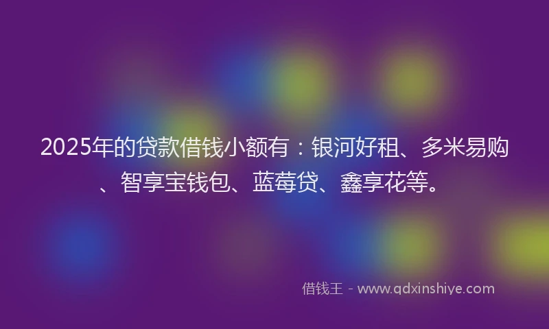 2025年的贷款借钱小额有：银河好租、多米易购、智享宝钱包、蓝莓贷、鑫享花等。