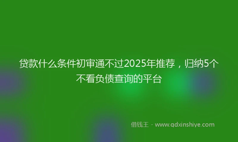 贷款什么条件初审通不过2025年推荐，归纳5个不看负债查询的平台