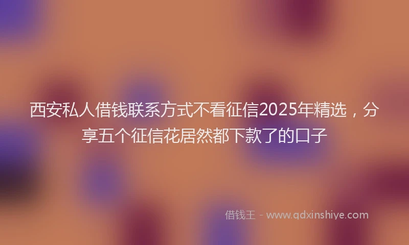西安私人借钱联系方式不看征信2025年精选，分享五个征信花居然都下款了的口子