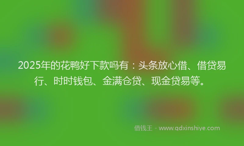 2025年的花鸭好下款吗有：头条放心借、借贷易行、时时钱包、金满仓贷、现金贷易等。