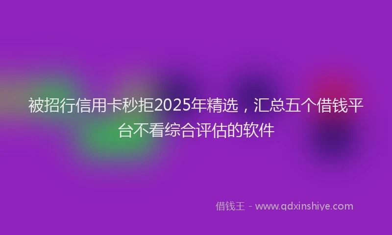 被招行信用卡秒拒2025年精选，汇总五个借钱平台不看综合评估的软件