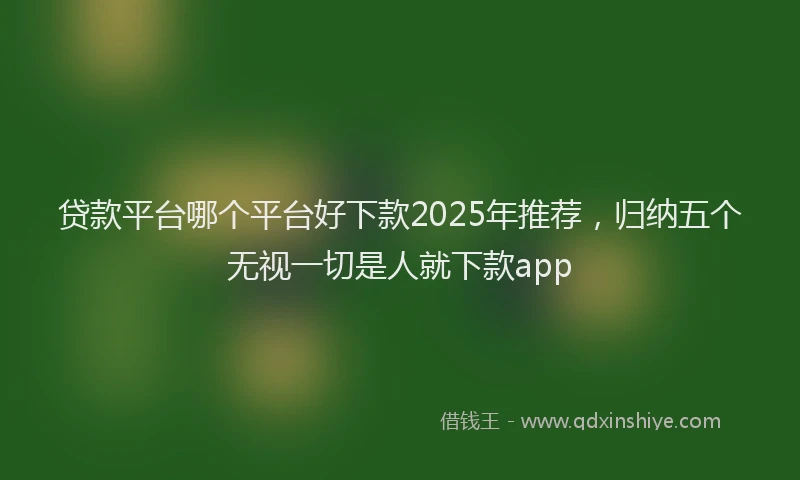 贷款平台哪个平台好下款2025年推荐，归纳五个无视一切是人就下款app