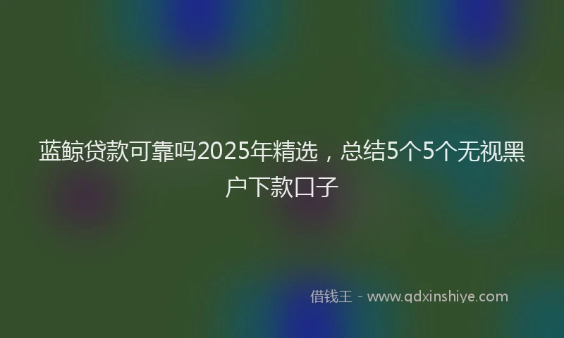 蓝鲸贷款可靠吗2025年精选，总结5个5个无视黑户下款口子
