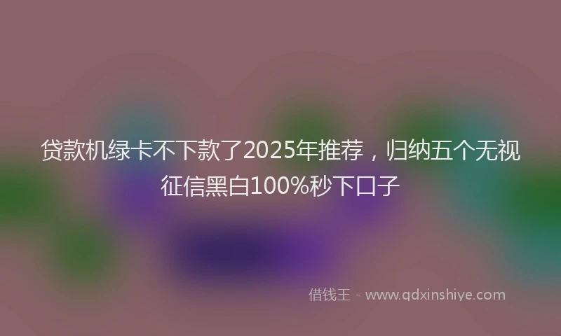 贷款机绿卡不下款了2025年推荐，归纳五个无视征信黑白100%秒下口子