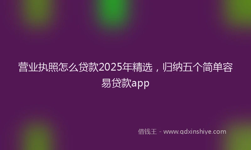 营业执照怎么贷款2025年精选，归纳五个简单容易贷款app