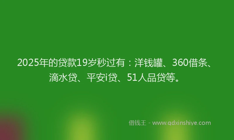 2025年的贷款19岁秒过有：洋钱罐、360借条、滴水贷、平安i贷、51人品贷等。