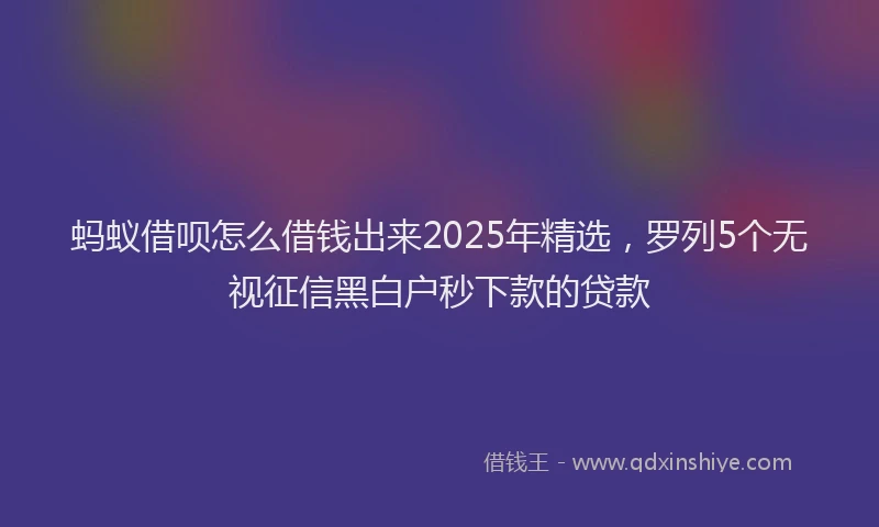 蚂蚁借呗怎么借钱出来2025年精选，罗列5个无视征信黑白户秒下款的贷款