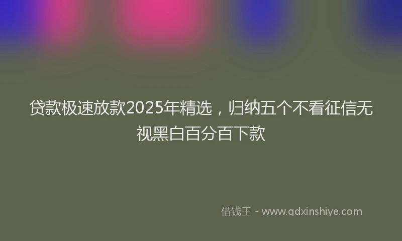 贷款极速放款2025年精选，归纳五个不看征信无视黑白百分百下款