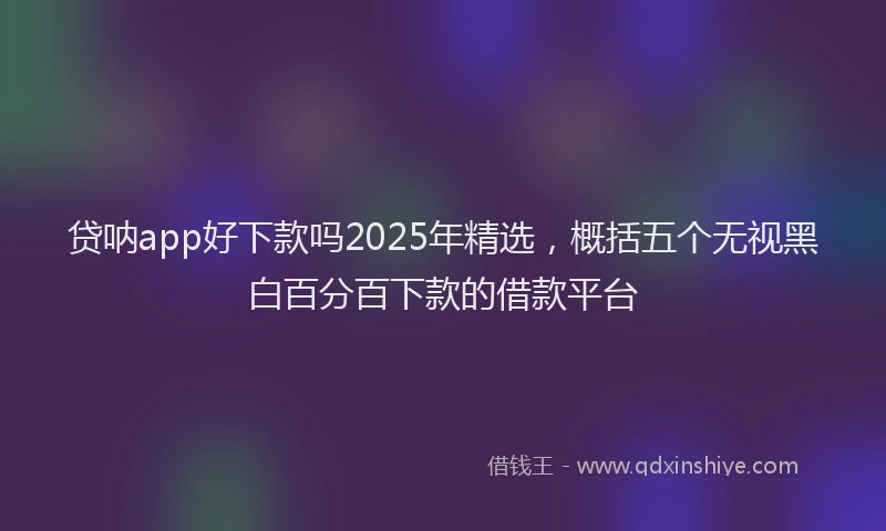 贷呐app好下款吗2025年精选，概括五个无视黑白百分百下款的借款平台