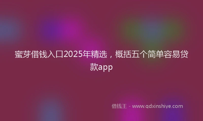 蜜芽借钱入口2025年精选，概括五个简单容易贷款app