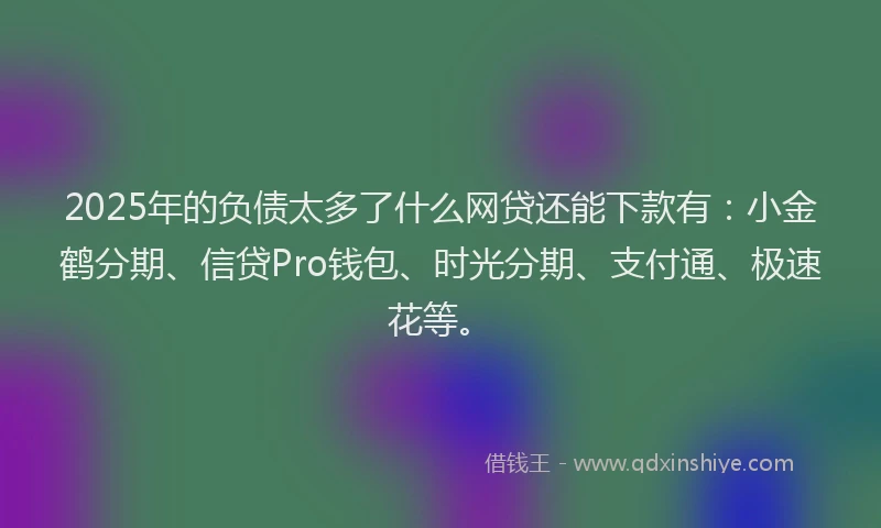 2025年的负债太多了什么网贷还能下款有：小金鹤分期、信贷Pro钱包、时光分期、支付通、极速花等。