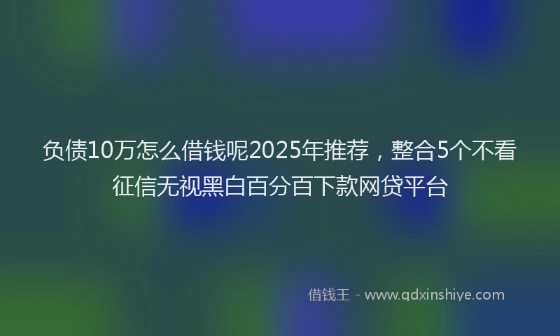负债10万怎么借钱呢2025年推荐，整合5个不看征信无视黑白百分百下款网贷平台