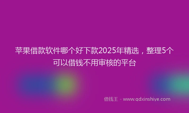 苹果借款软件哪个好下款2025年精选，整理5个可以借钱不用审核的平台