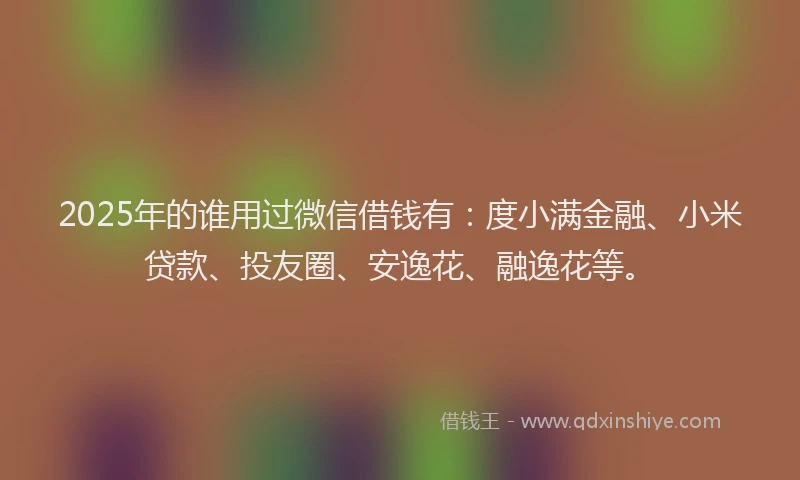 2025年的谁用过微信借钱有：度小满金融、小米贷款、投友圈、安逸花、融逸花等。
