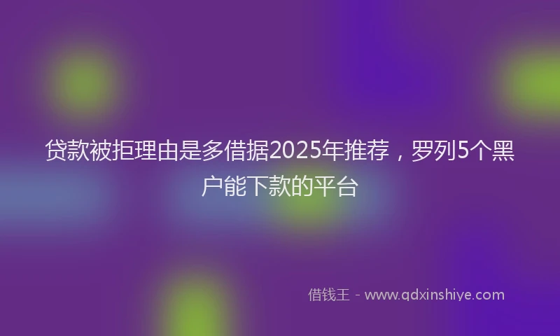 贷款被拒理由是多借据2025年推荐，罗列5个黑户能下款的平台